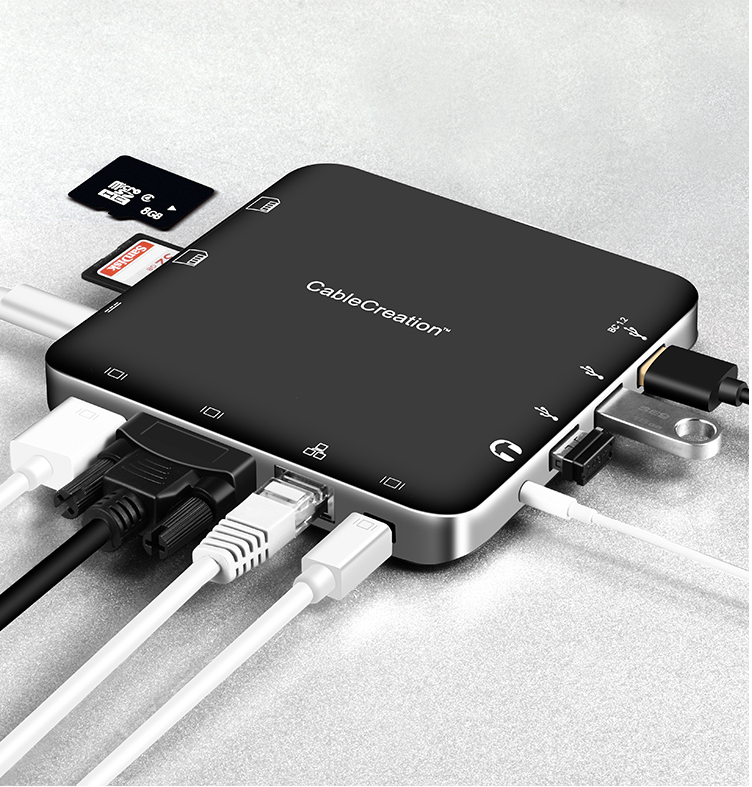 北京晟泰贸易有限公司商城-科睿讯CABLE 转接头 USB-C转HDMI/VGA/MiniDP转换器 苹果电脑网线口扩展坞 HUB集线器拓展坞CD0442