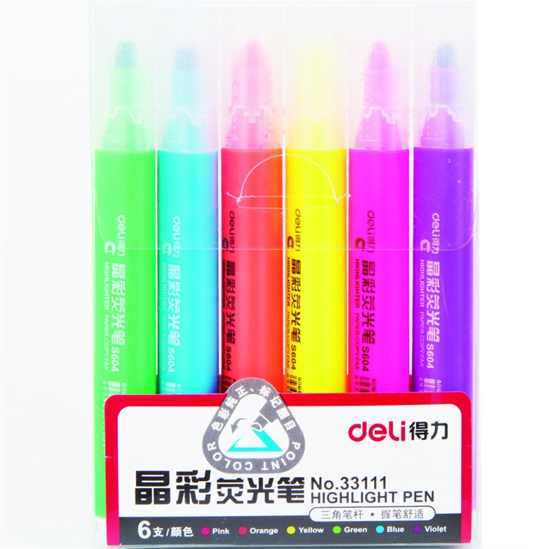 北京晟泰贸易有限公司商城-得力（deli） 33111（S604） 可爱创意糖果色标记醒目荧光笔 6色 6支/盒